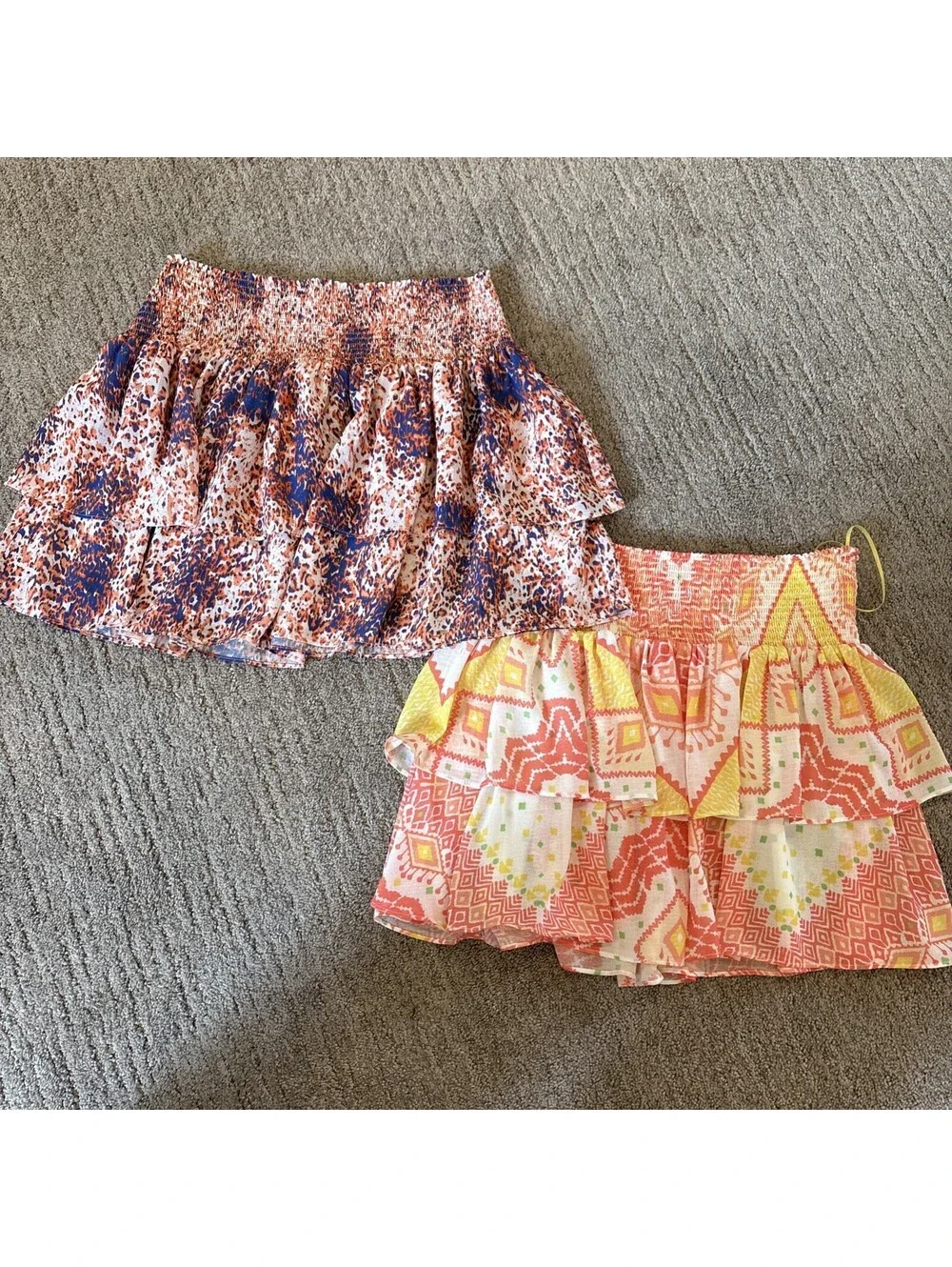 Ramy Brook Womens Mini Skirt Ronnie Tiered Smocked Multicolor Size XS Lot Of 2